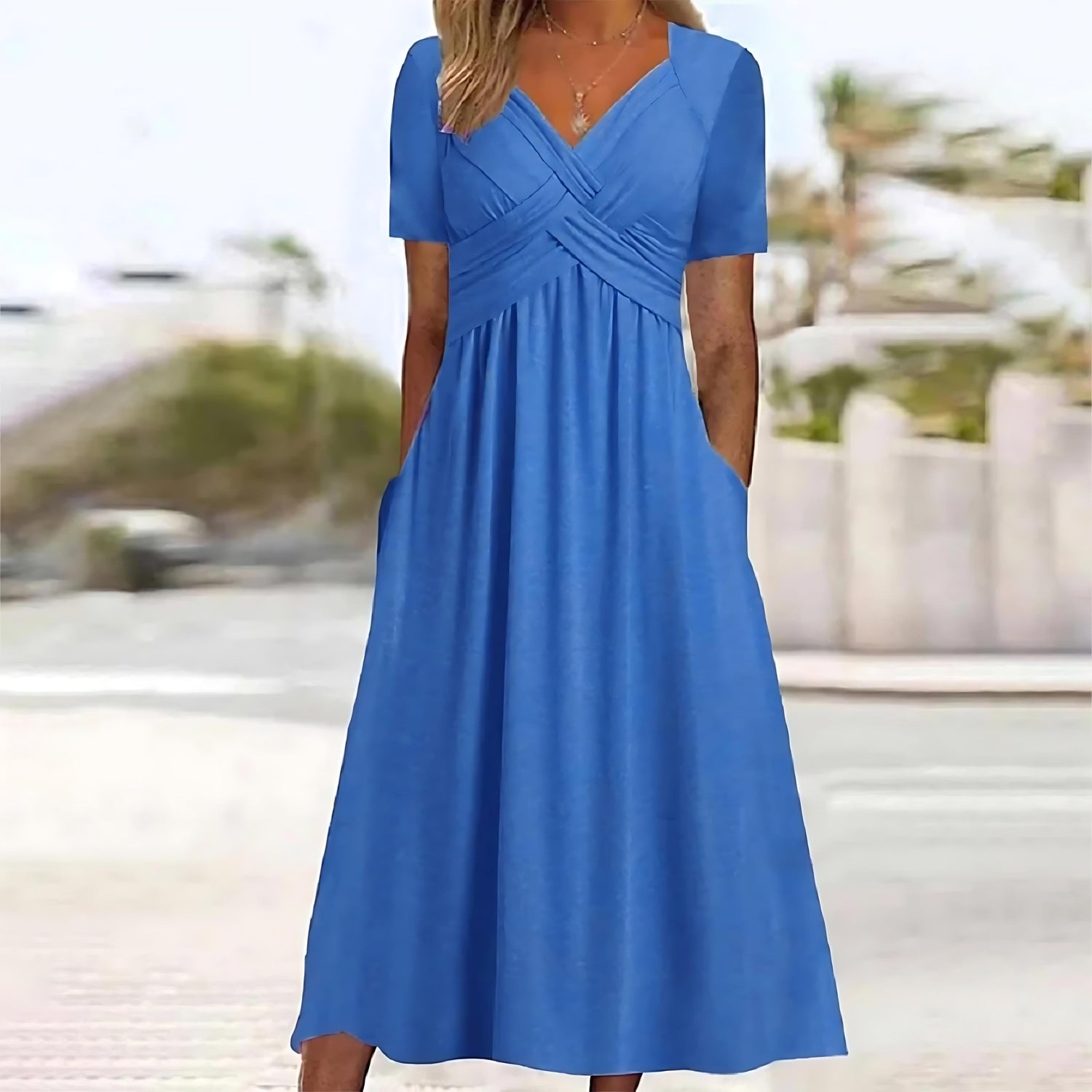Sylvia™ - Elegant Midi Dress with Tummy Coverage