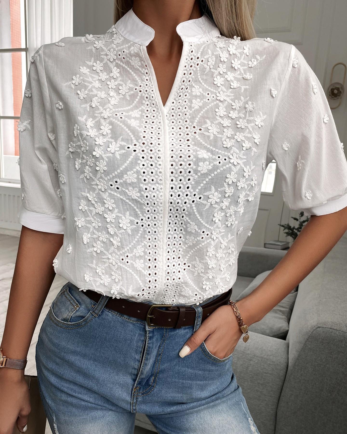Sylvia™ – Embroidered Button-Front Blouse