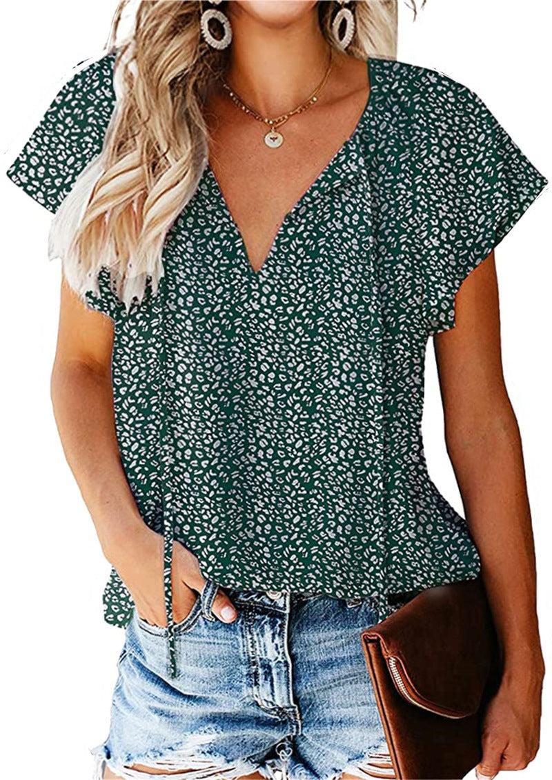 Sylvia™ – Printed V-Neck Flutter Top