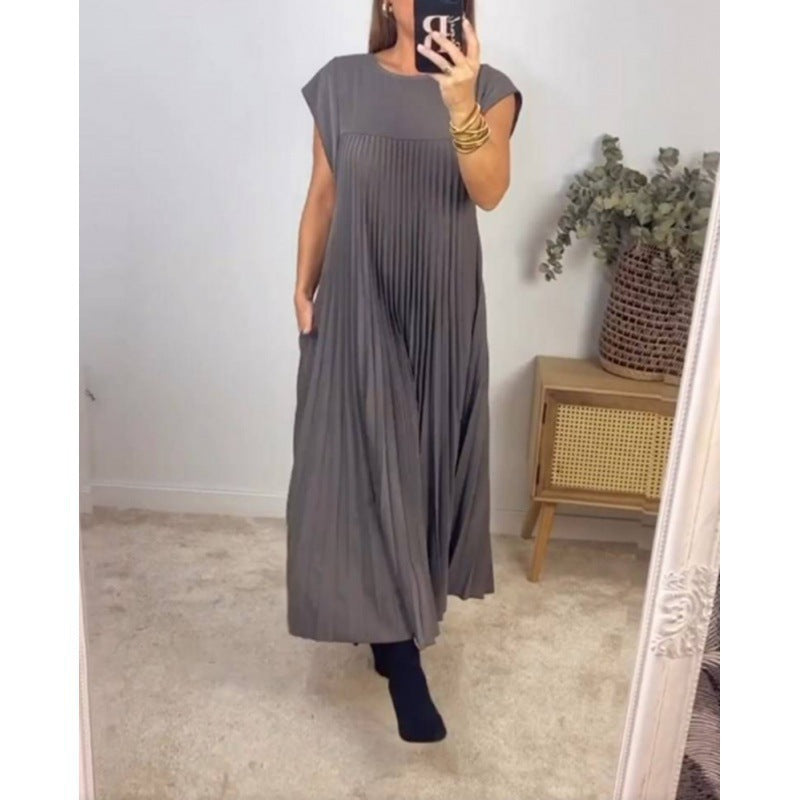 Sylvia™  – Pleated Sleeveless Maxi Dress