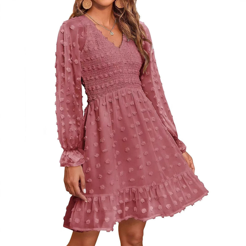 Sylvia™ – Textured Long Sleeve Smock Dress