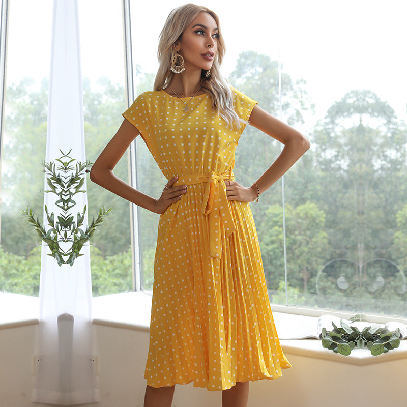 Sylvia™ – Polka Dot Belted Midi Dress