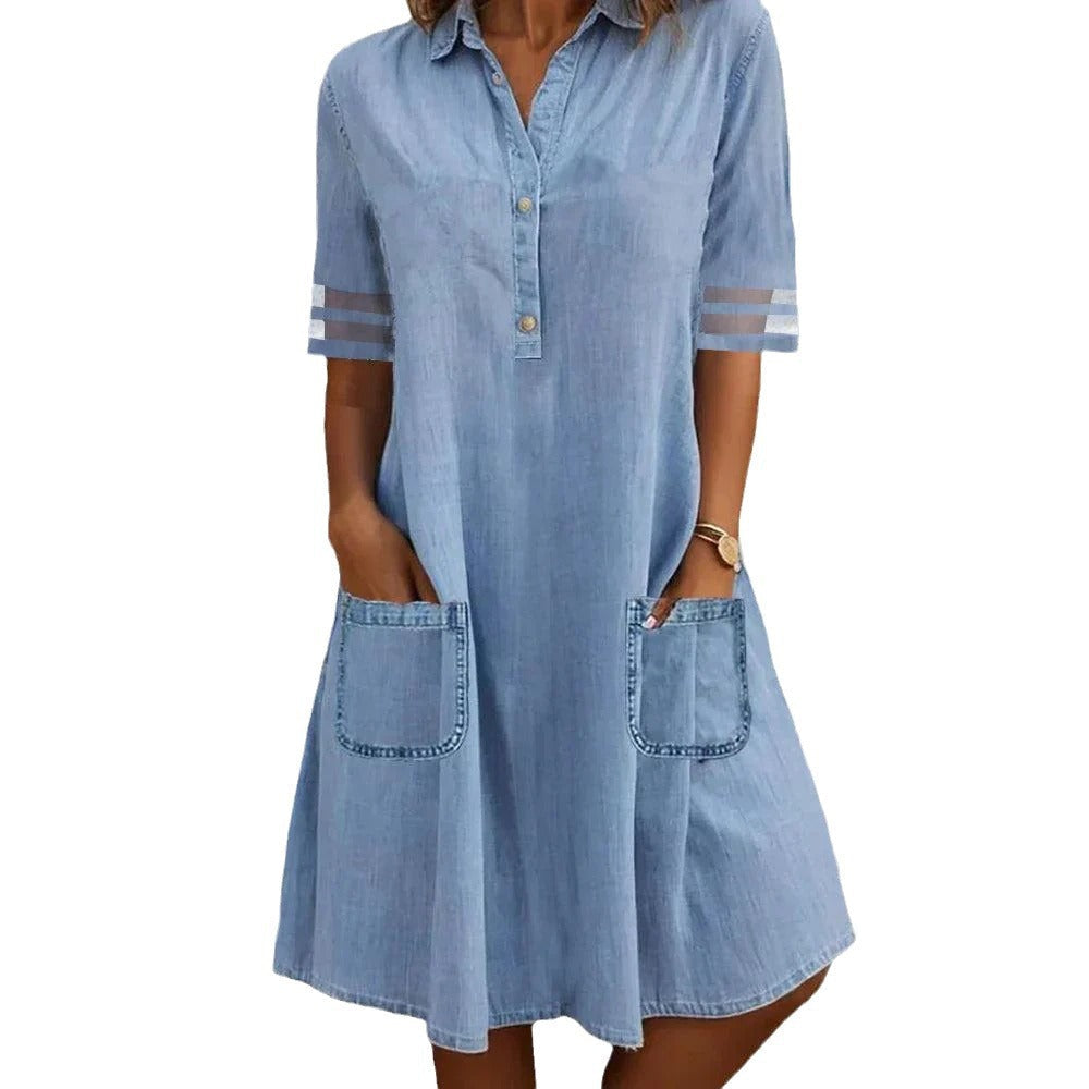 Sylvia™ – Relaxed Denim Dress with Pockets