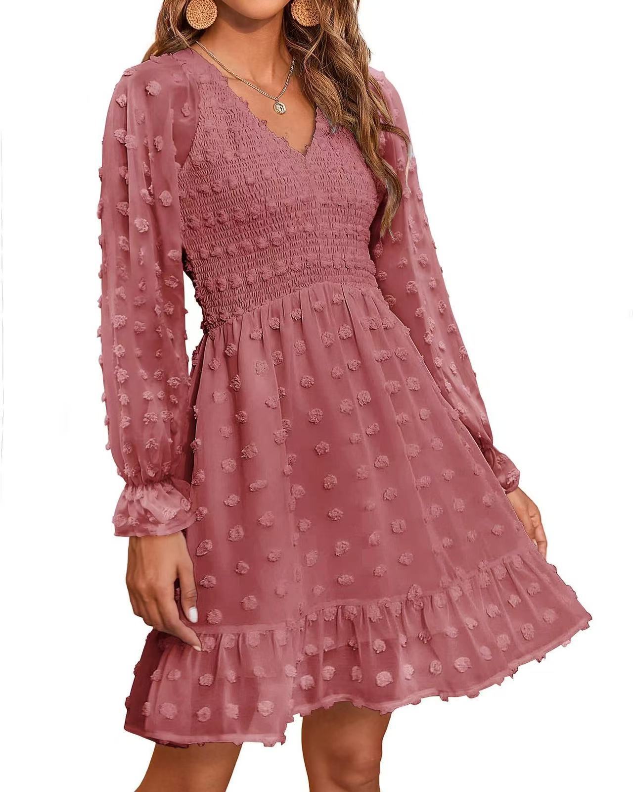 Sylvia™ – Textured Long Sleeve Smock Dress