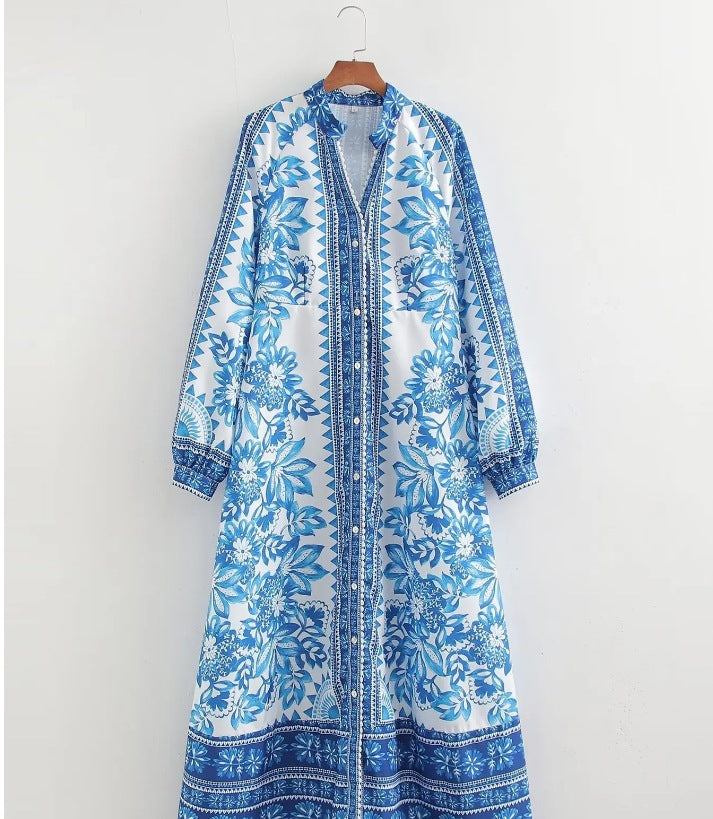 Sylvia™  – Floral Maxi Shirt Dress