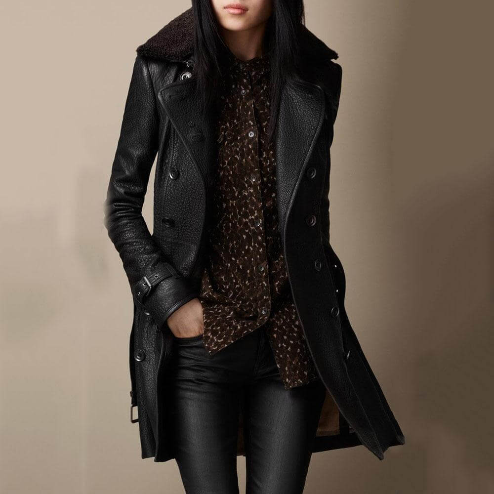 Sylvia™ - Luxury Leather Trench Coat