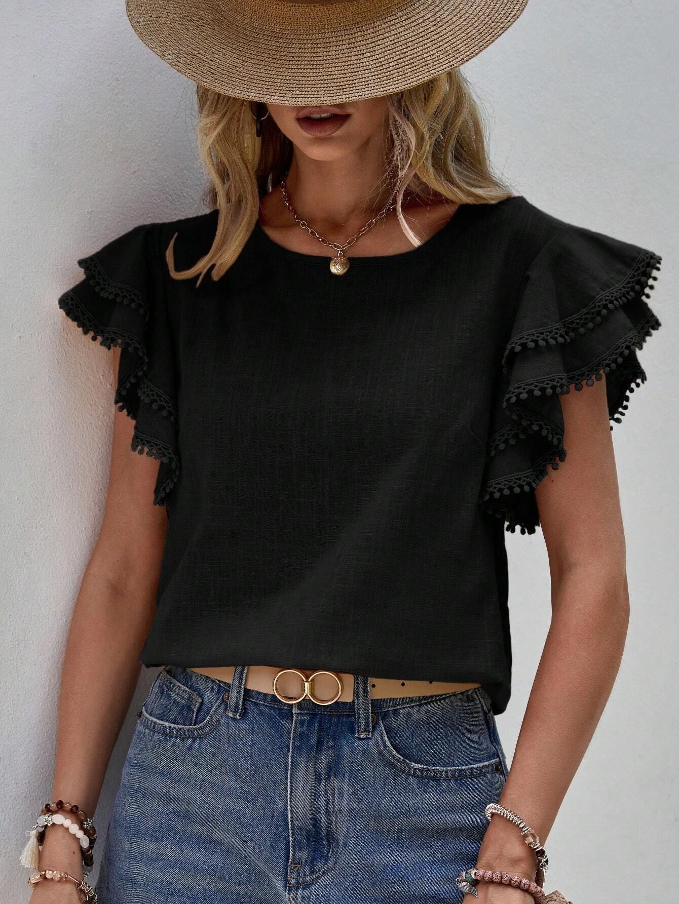Sylvia™ – Frill Sleeve Textured Blouse