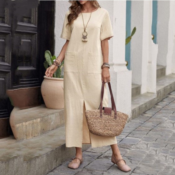 Sylvia™ – Short Sleeve Pocket Maxi Dress