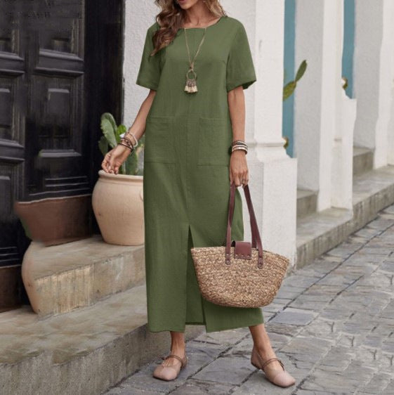 Sylvia™ – Short Sleeve Pocket Maxi Dress