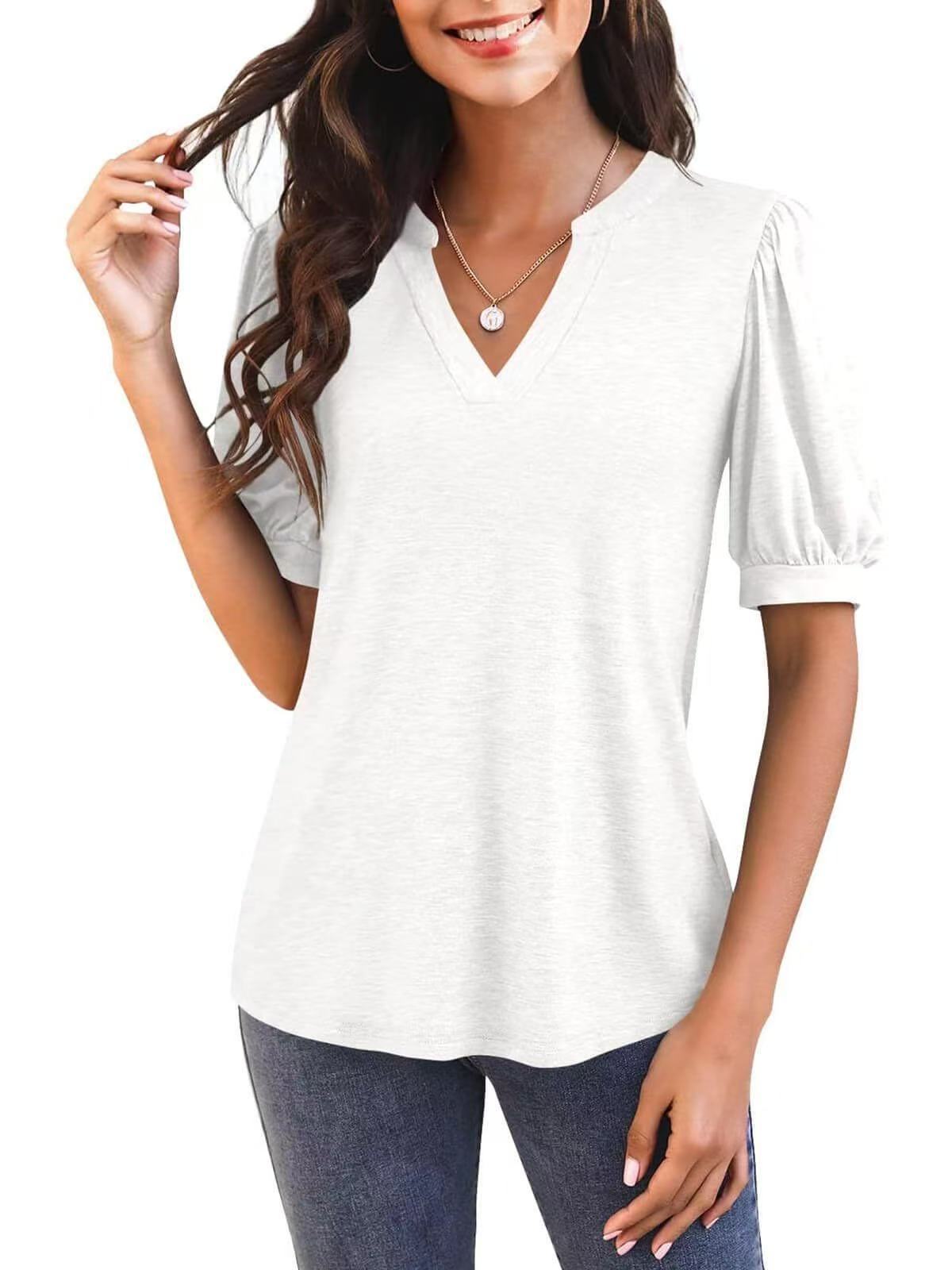Sylvia™ – Puff Sleeve V-Neck Top