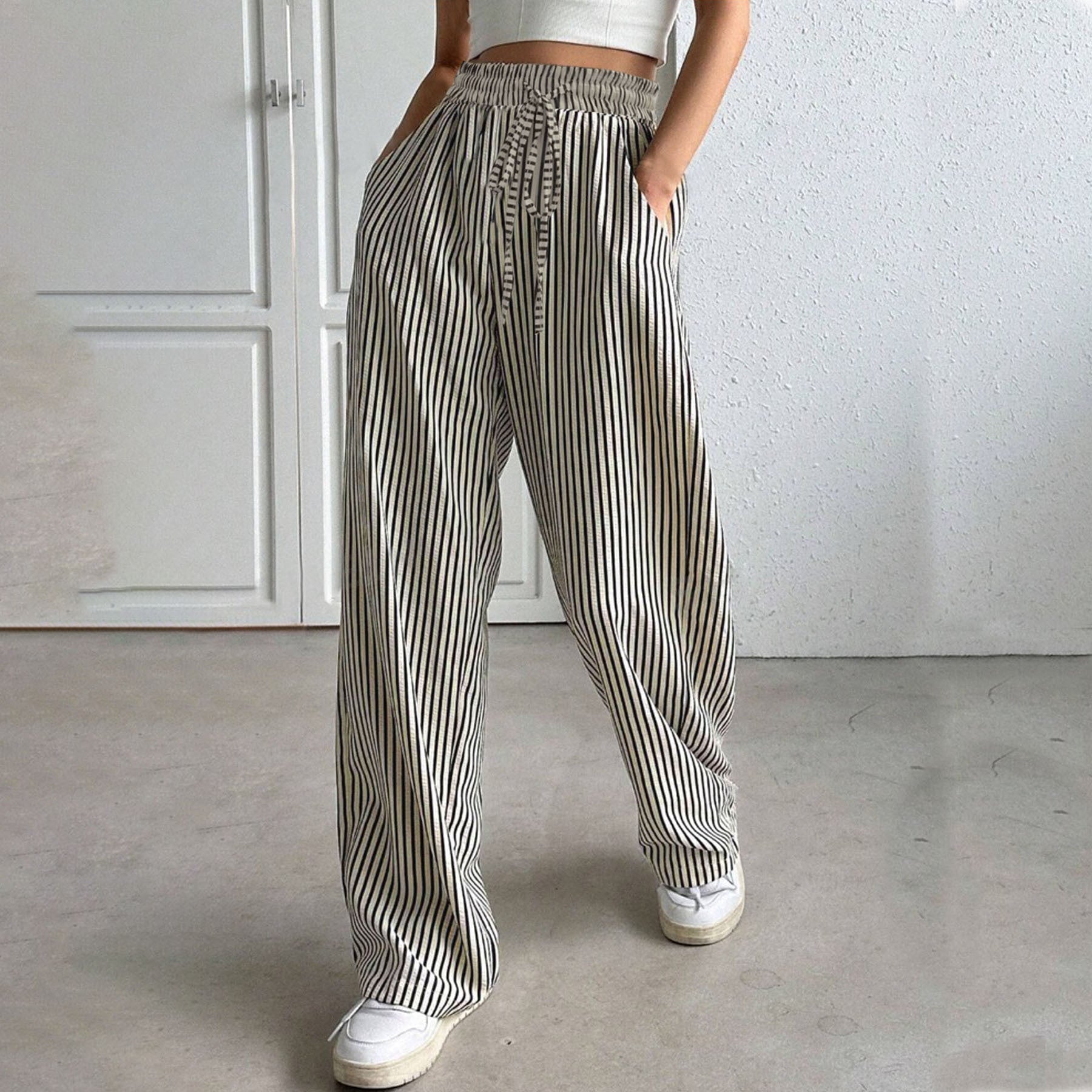 Sylvia™ – Wide-Leg Striped Trousers