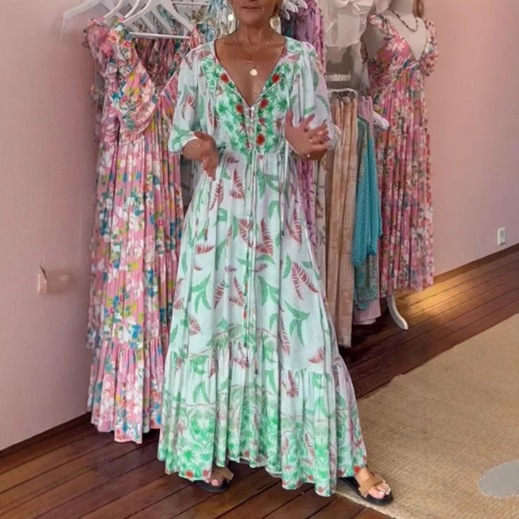 Sylvia™ – Botanical Print Maxi Dress