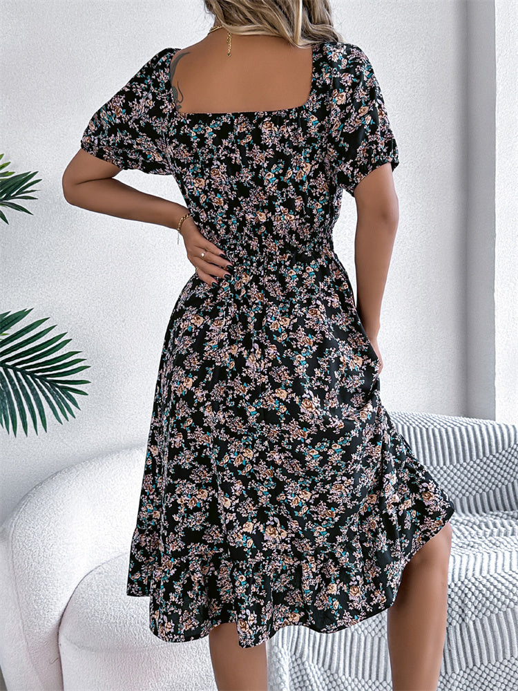 Sylvia™ – Shirred Floral Midi Dress