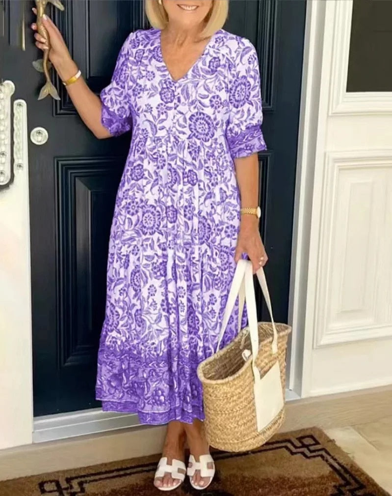 Sylvia™ – Flowers Print Midi Dress