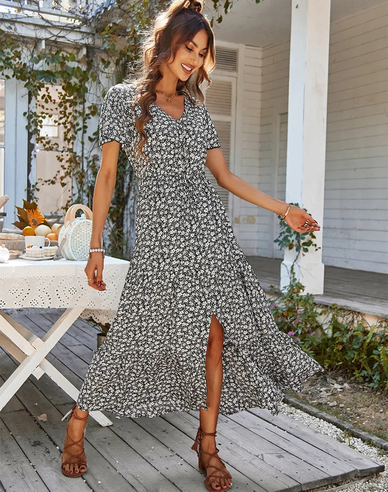 Sylvia™ – Floral Button-Front Midi Dress