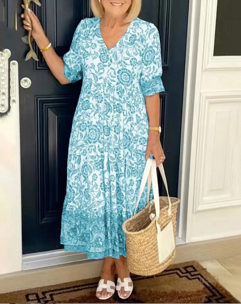 Sylvia™ – Flowers Print Midi Dress