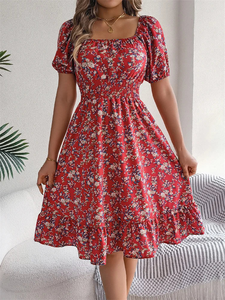 Sylvia™ – Shirred Floral Midi Dress