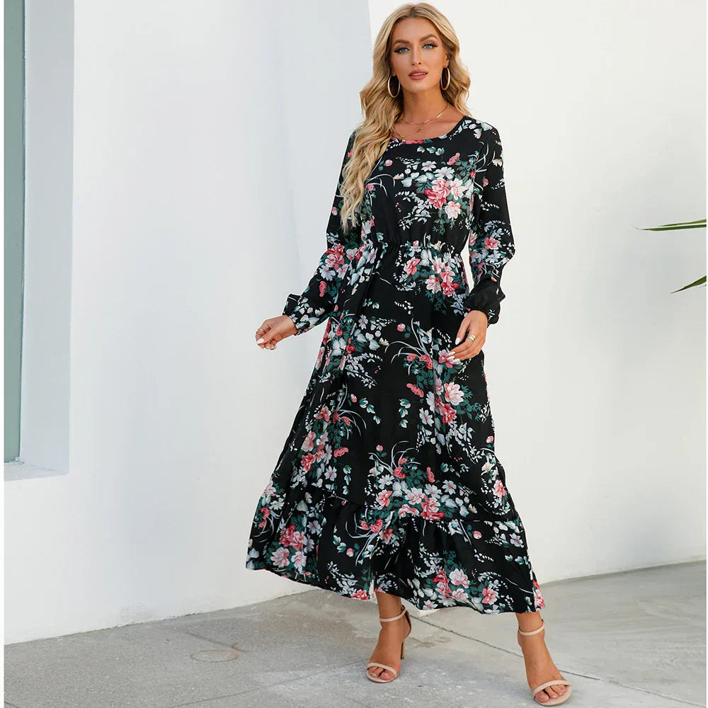 Sylvia™ – Floral Long Sleeve Maxi Dress