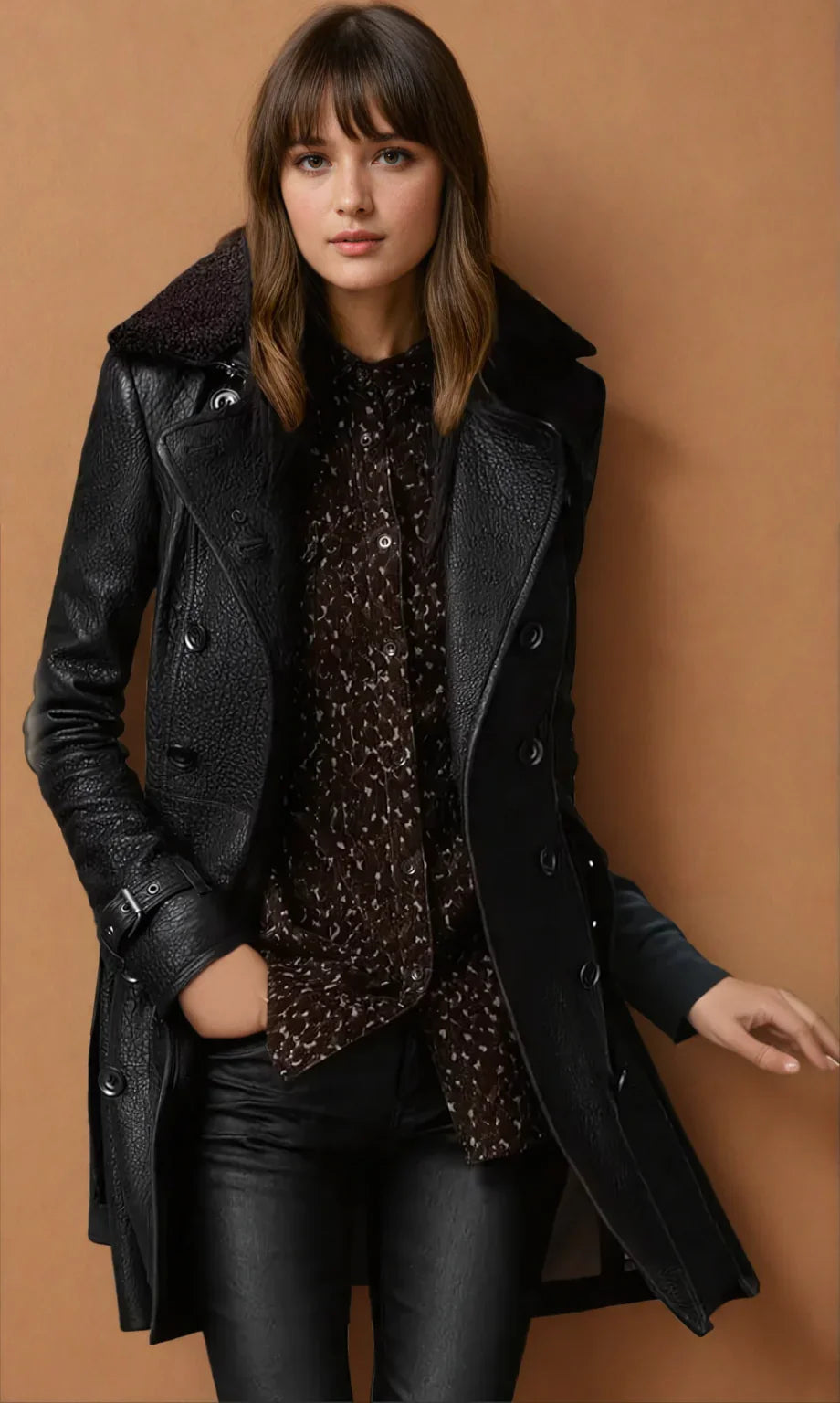 Sylvia™ - Luxury Leather Trench Coat