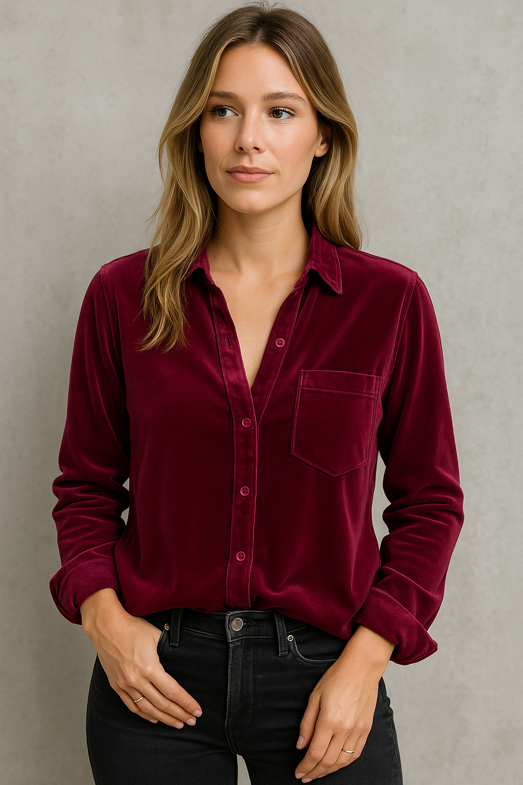 Sylvia™ - Elegant Velvet Blouse