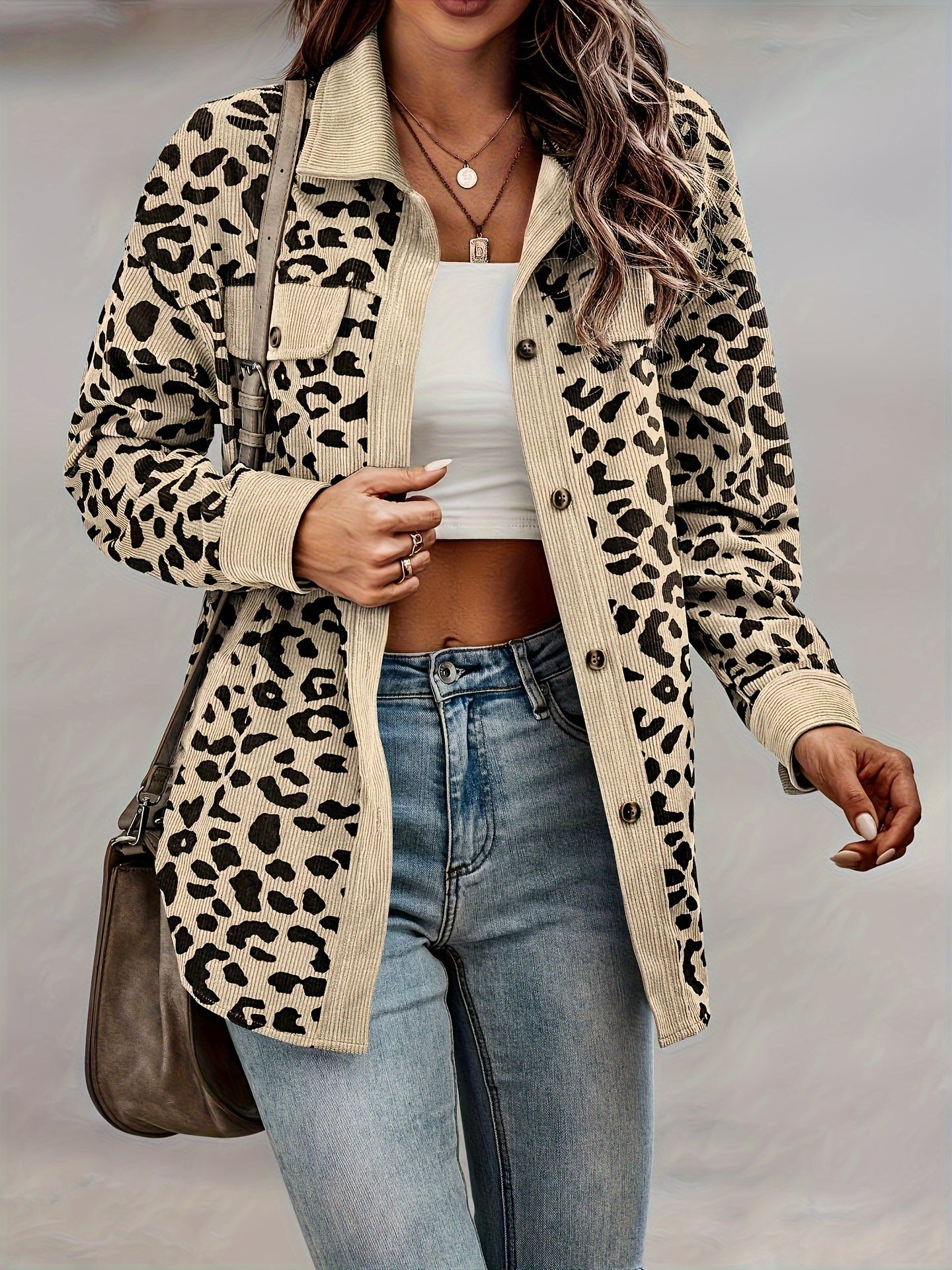 Sylvia™ - Leopard Print Shacket Jacket