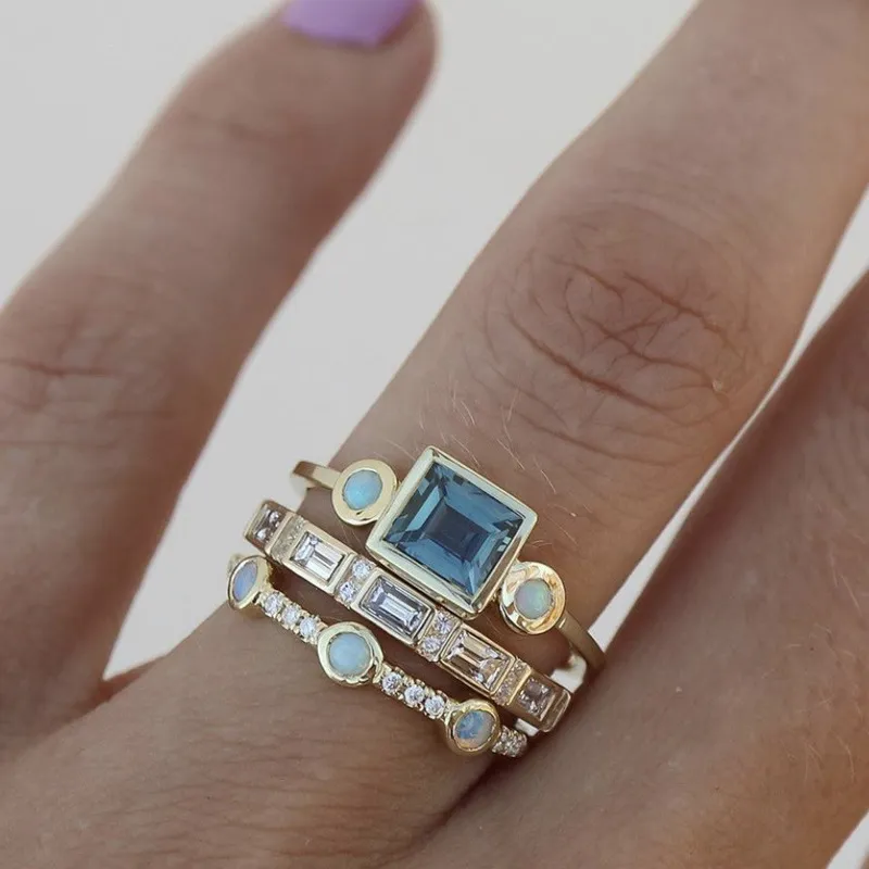 Sylvia™ - Vintage Blue Crystal Ring Set