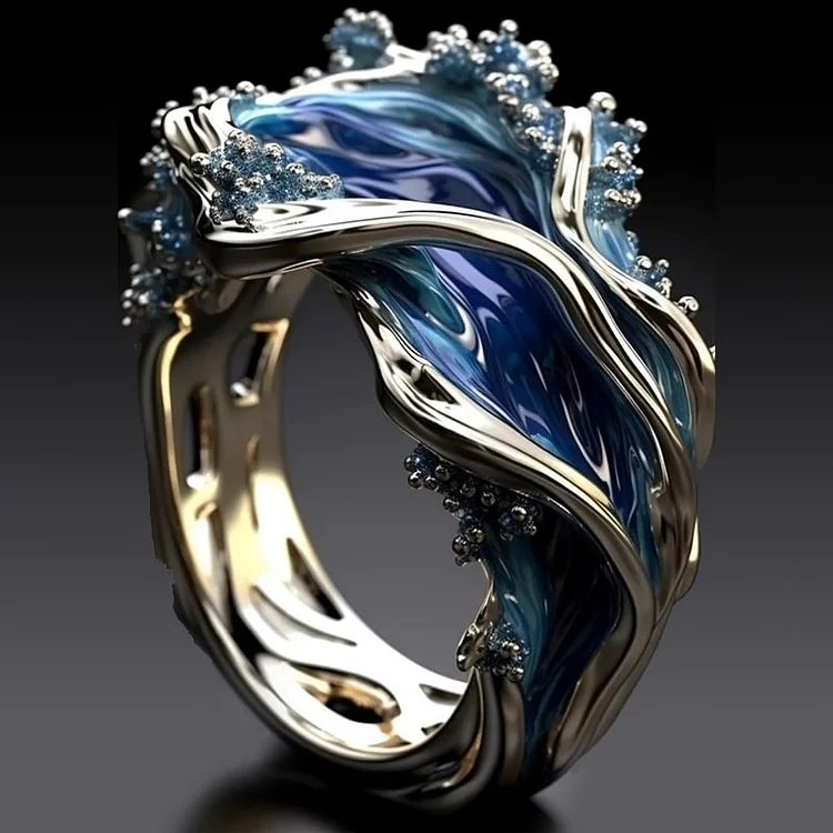 Sylvia™ - Vintage Golden Ocean Wavy Ring