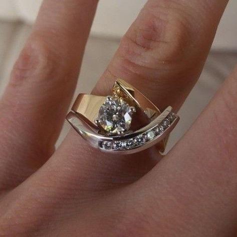 Sylvia™ - Vintage Irregular Gold & Silver Zirconia Ring