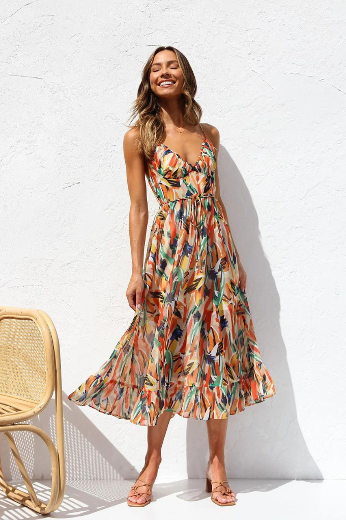 Sylvia™ – Abstract Print Midi Dress