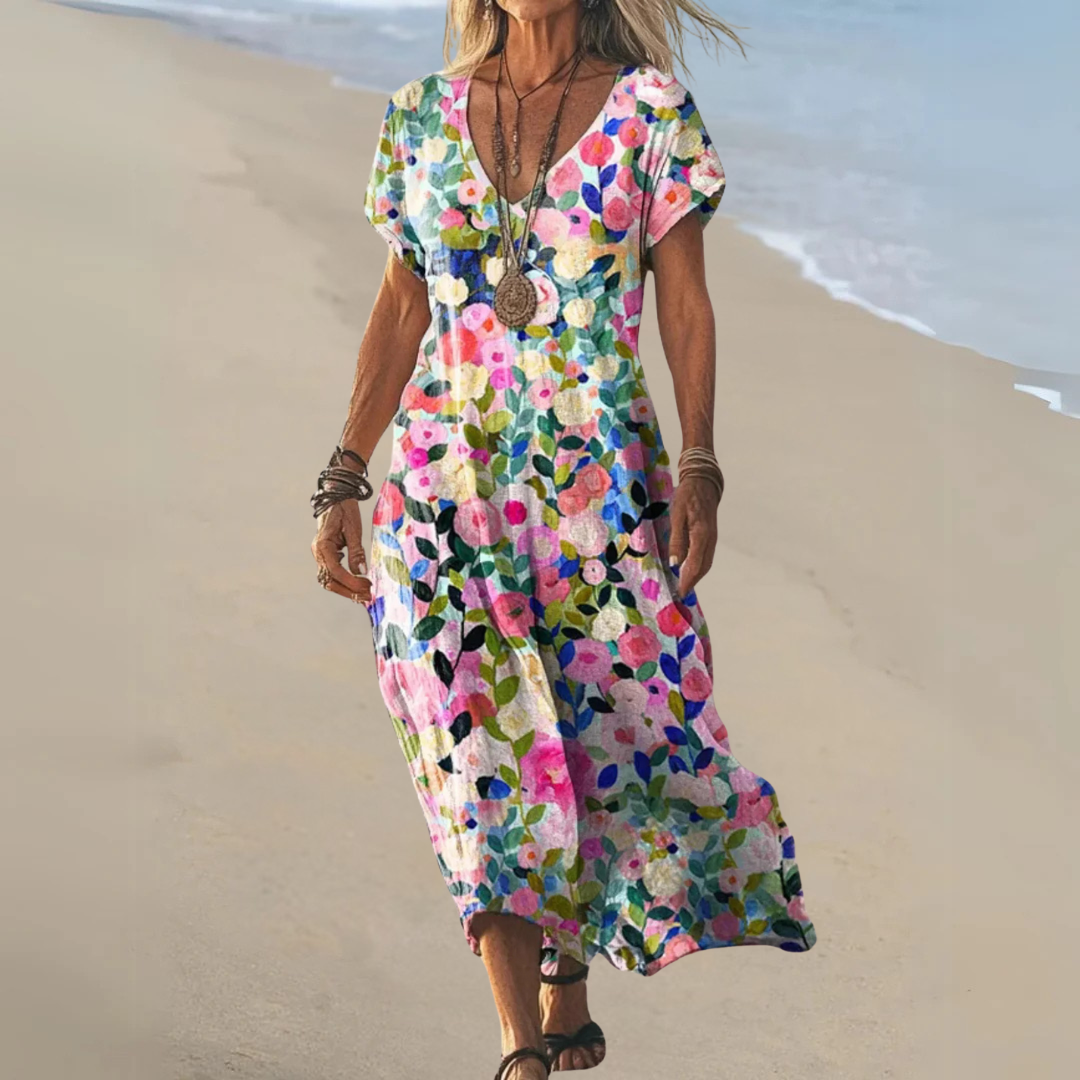 Sylvia™ – Boho Floral Maxi Dress