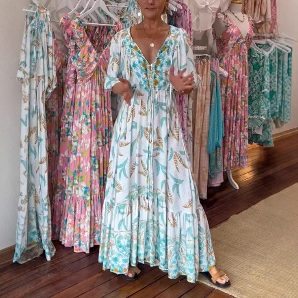 Sylvia™ – Botanical Print Maxi Dress