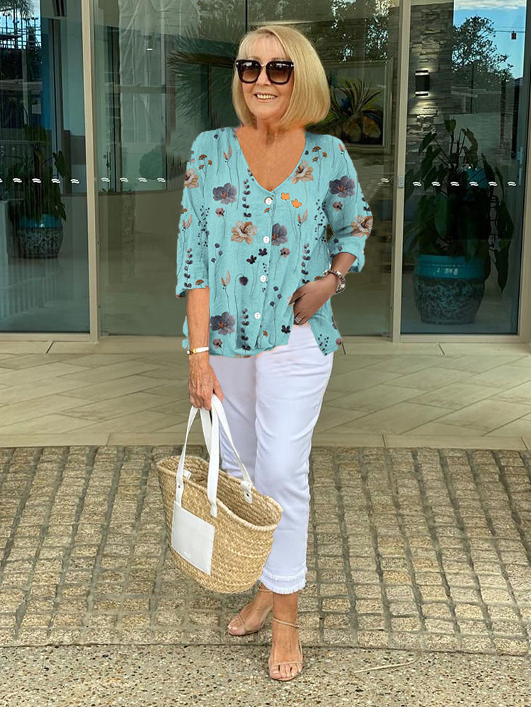 Sylvia™ – Button-Up Floral Blouse