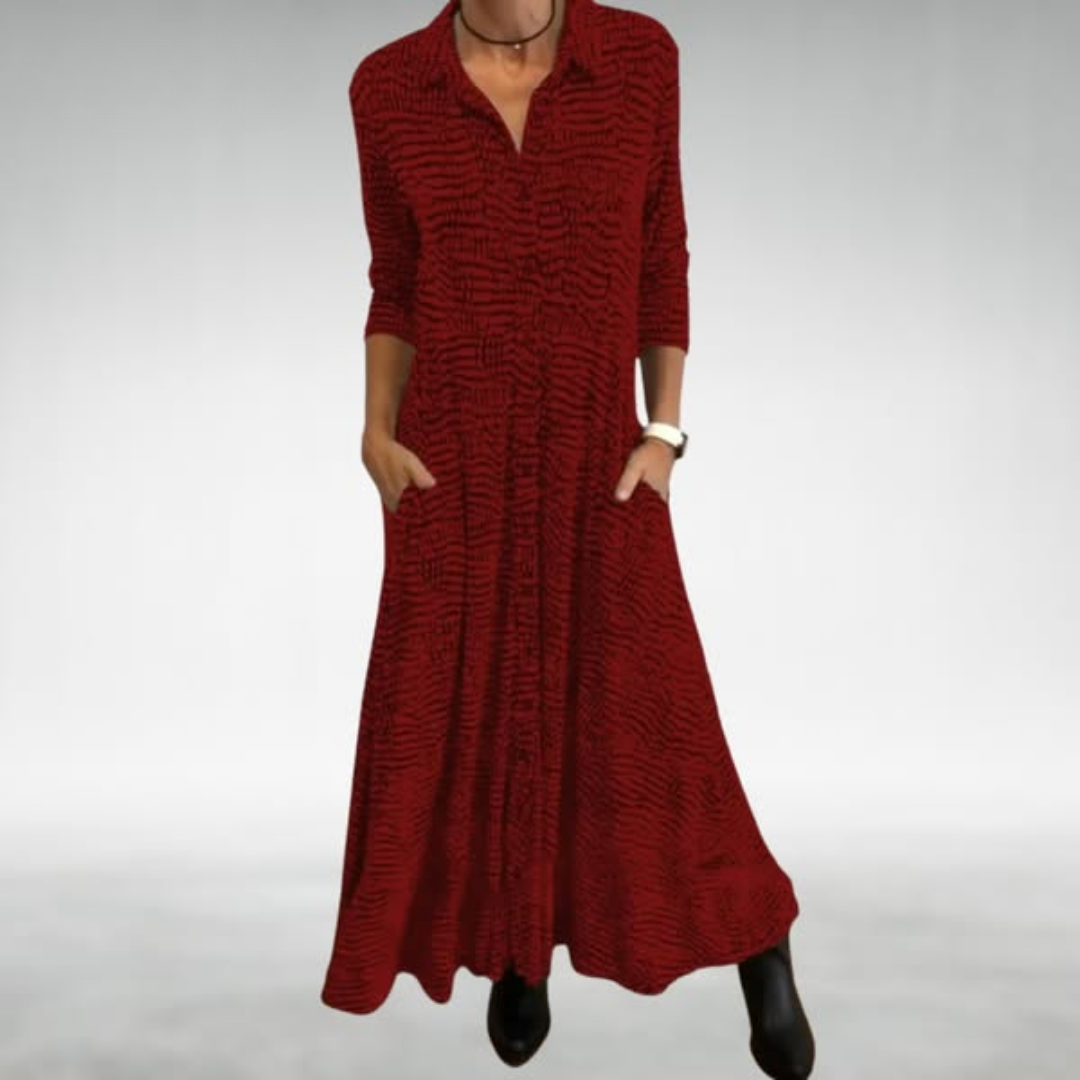 Sylvia™  – Collared Maxi Shirt Dress