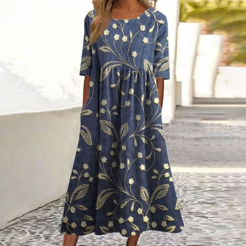 Sylvia™ Embroidered Relaxed Midi Dress