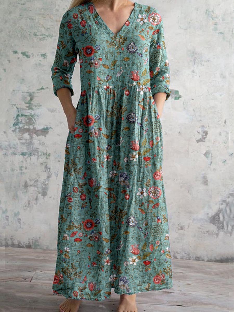 Sylvia™ – Flora V-Neck Maxi Dress