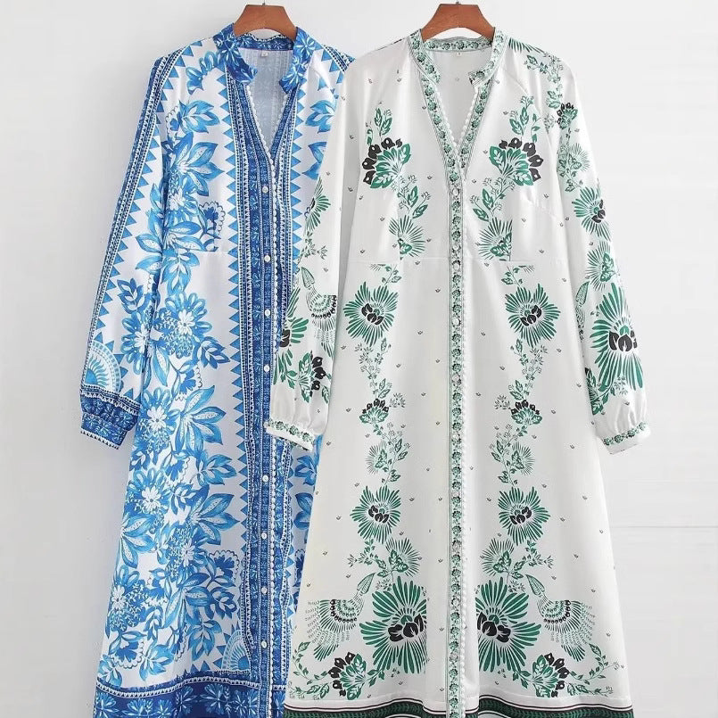 Sylvia™  – Floral Maxi Shirt Dress