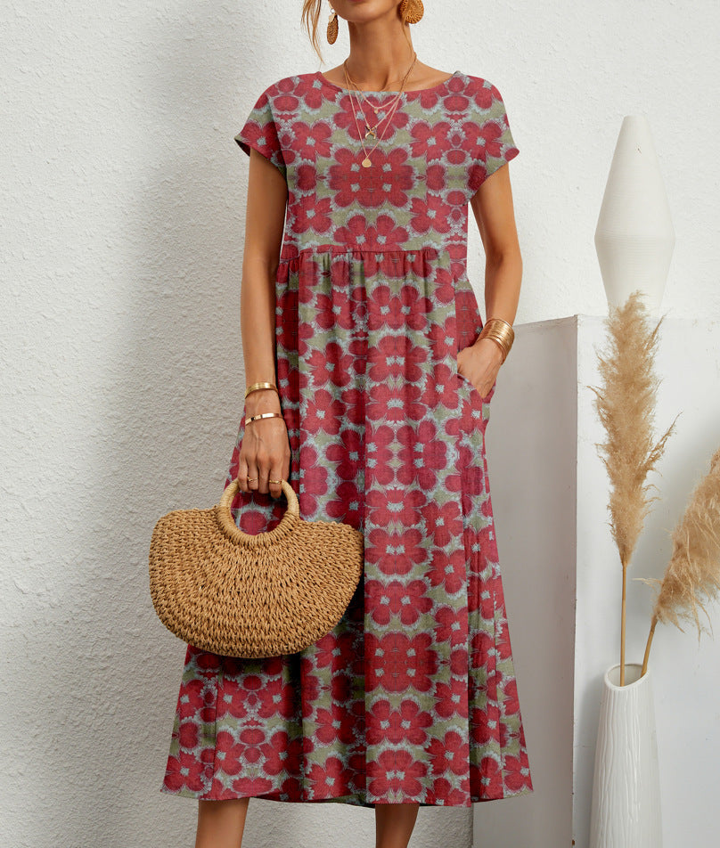 Sylvia™ – Floral Pattern Print Midi Dress