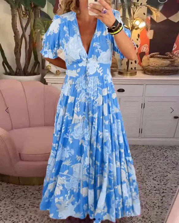 Sylvia™ – Floral Pleated Maxi Dress