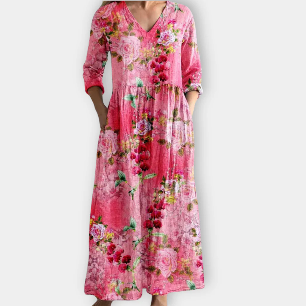 Sylvia™ – Floral V-Neck Maxi Dress