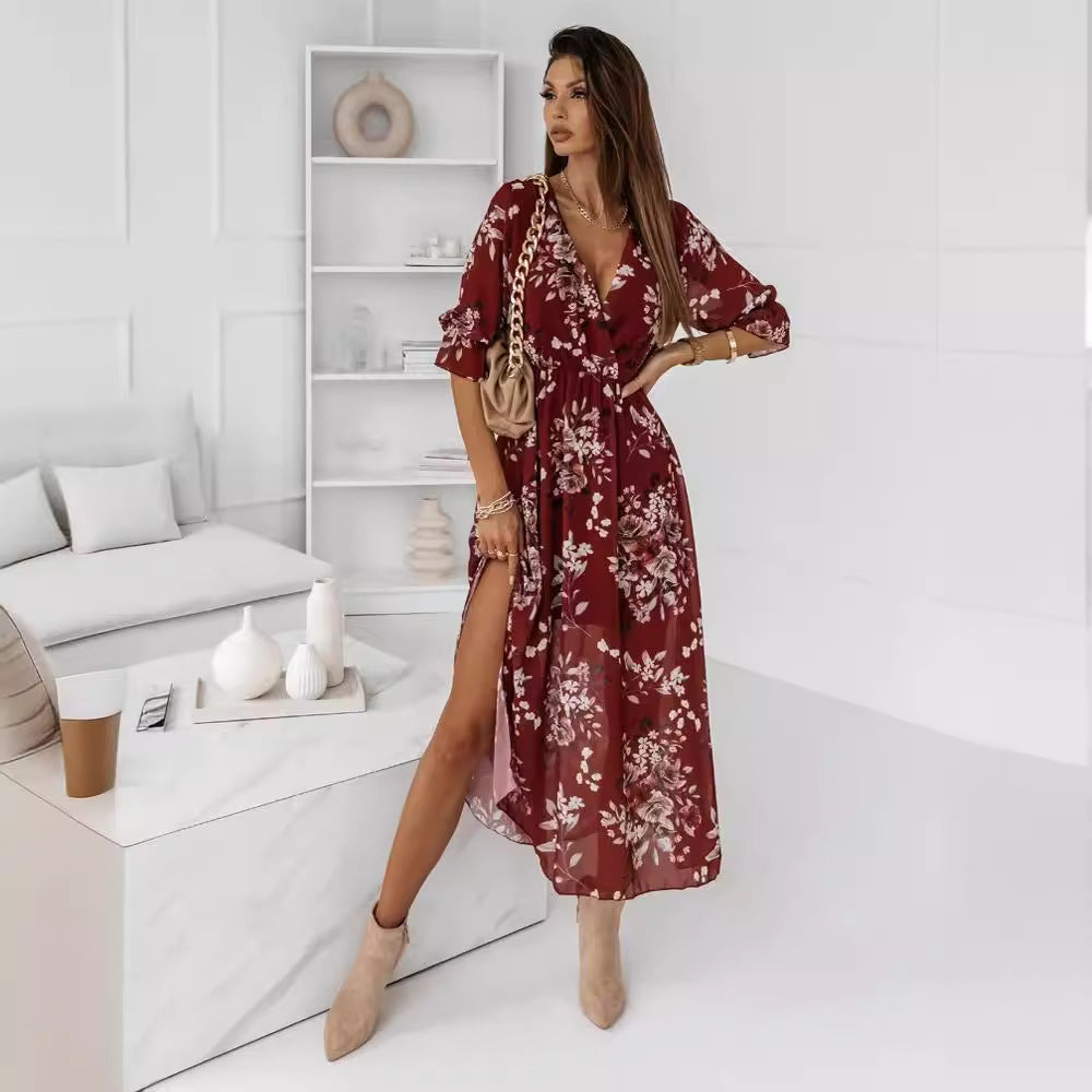 Sylvia™  – Floral Wrap Midi Dress