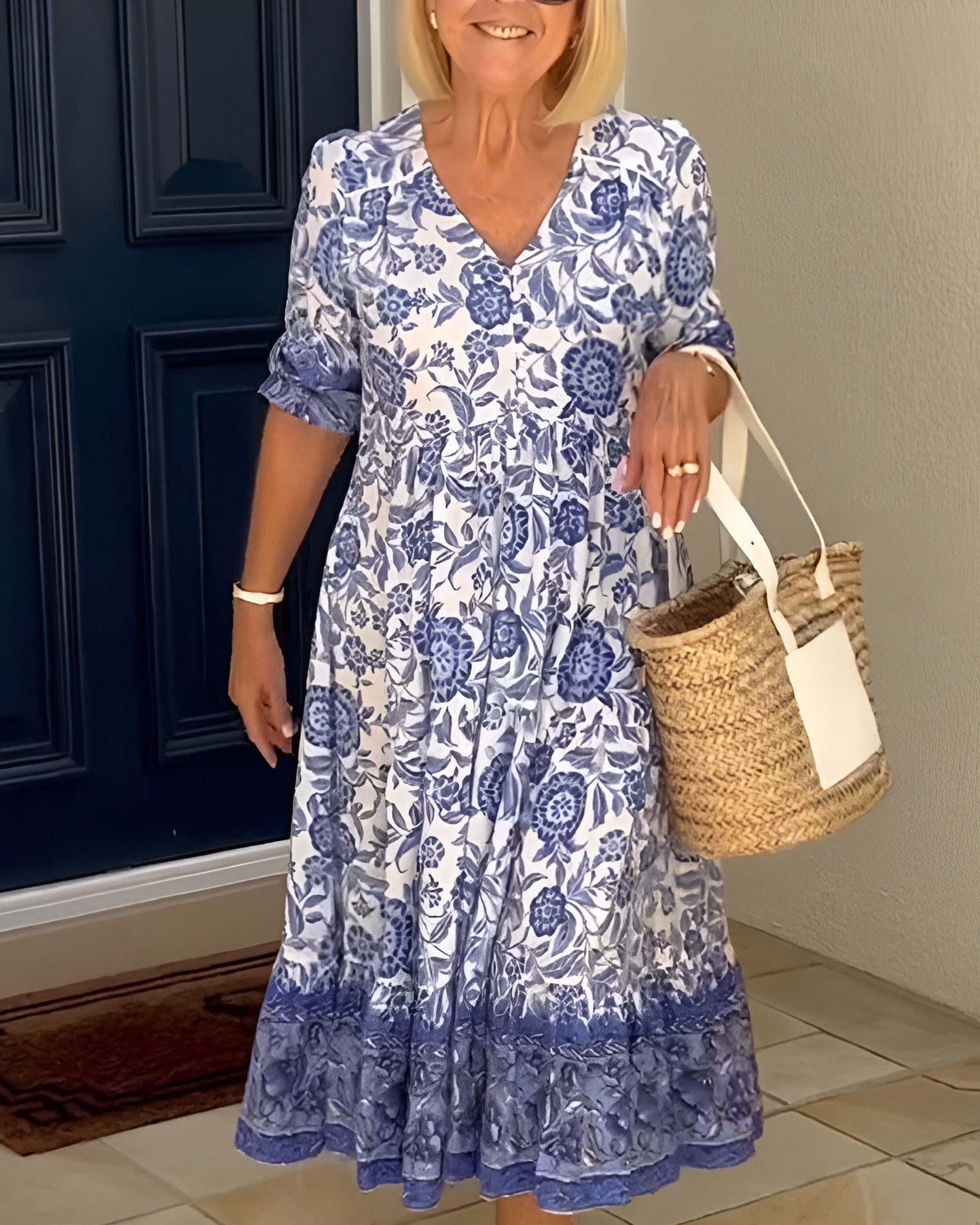 Sylvia™ – Flowers Print Midi Dress