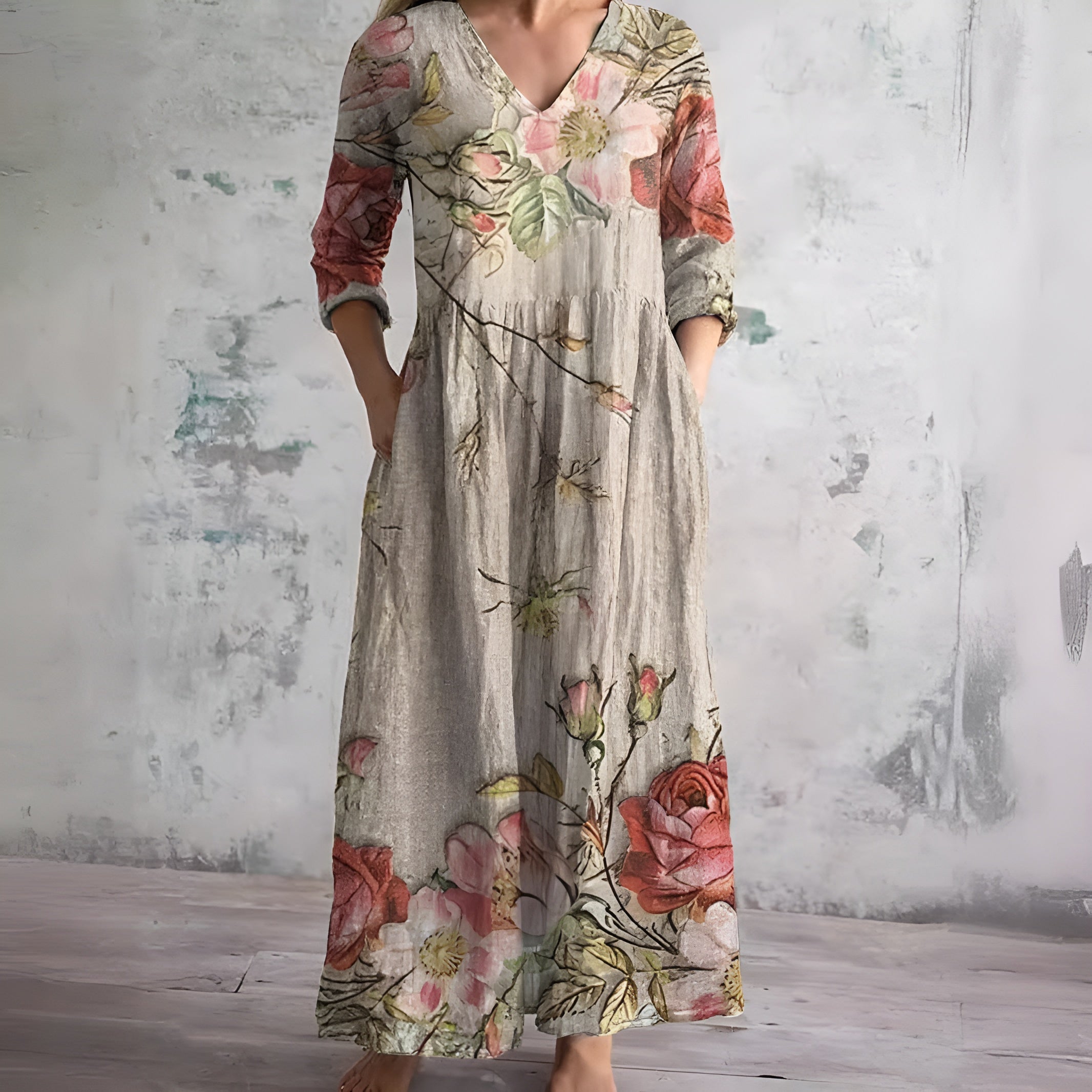 Sylvia™ – OldFlow Print Maxi Dress