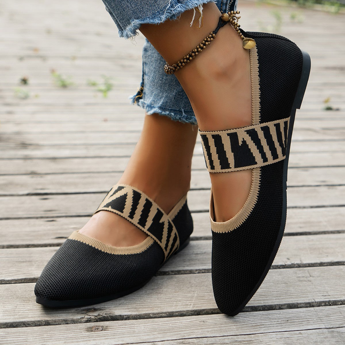 Sylvia™ – Patterned Strap Ballet Flats