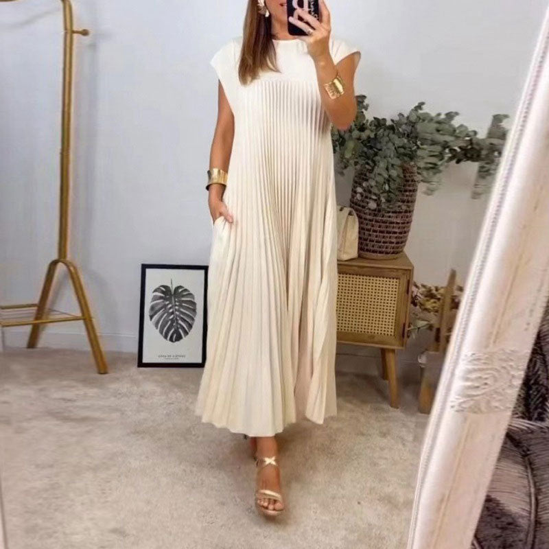 Sylvia™  – Pleated Sleeveless Maxi Dress