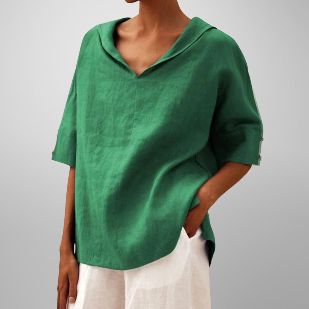Sylvia™ – Relaxed Collar V-Neck Top