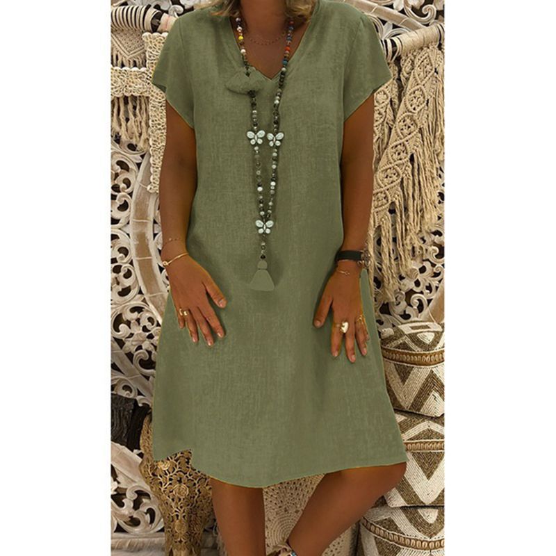 Sylvia™– Relaxed Laid-Back Fit V-Neck Dress