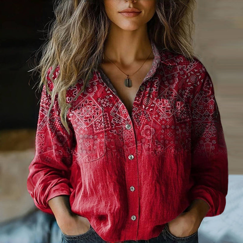 Sylvia™ | Retro Floral Print Blouse