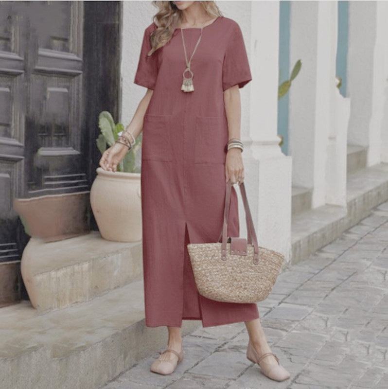 Sylvia™ – Short Sleeve Pocket Maxi Dress