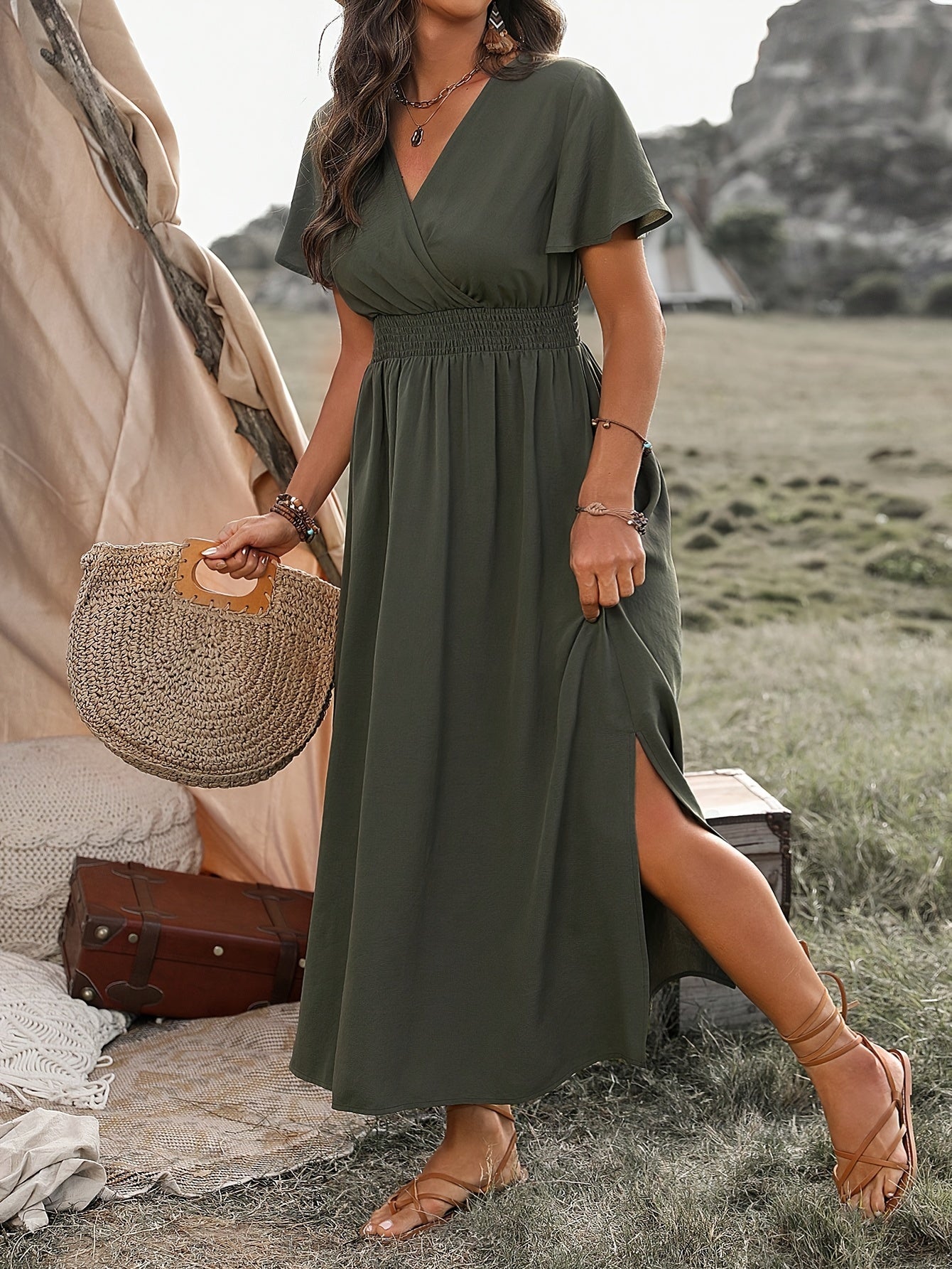 Sylvia™ – Smocked Waist Midi Dress