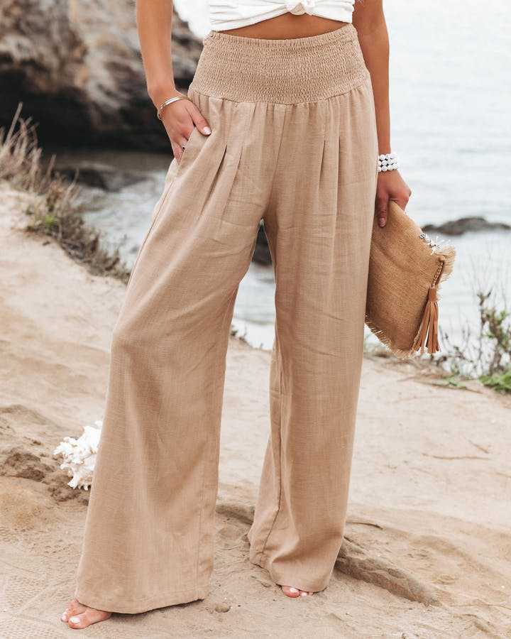 Sylvia™  – Smocked Waist Wide-Leg Trousers